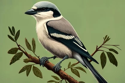 Bird on Branch - A Cartoon Realism Wildlife Art