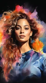 Artistic Colorful Portrait of Beyonce AI Image