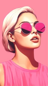 Artistic Neo-Pop Digital Portrait of Girl in Pink