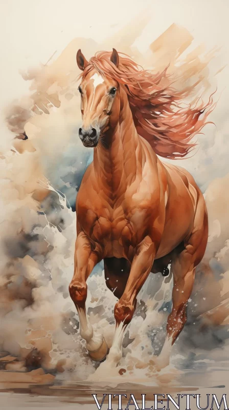 Majestic Horse in Motion: A Large Scale Mural Painting AI Image