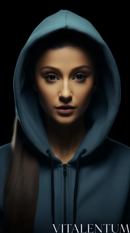 3D Girl in Hoodie: A Study of Chiaroscuro Lighting and Classical Symmetry AI Image