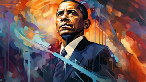 Colorful Portrayal of Barack Obama in Contemporary Art AI Image