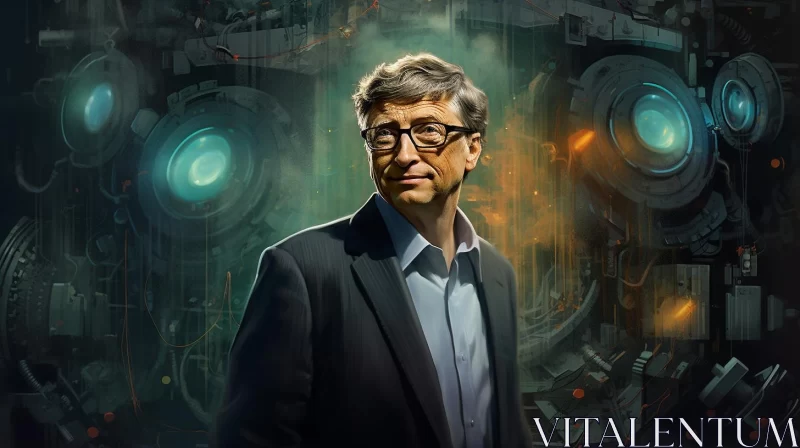 AI ART Futuristic Concept Art - Bill Gates in a Technological World