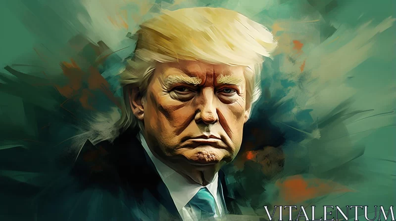 Oil Portrait of President Trump in Expressionist Imagery AI Image