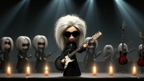 Gothic Cartoon Characters Playing Guitars on Stage