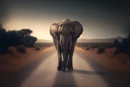 Surreal Elephant Portraiture: A Journey on the Road