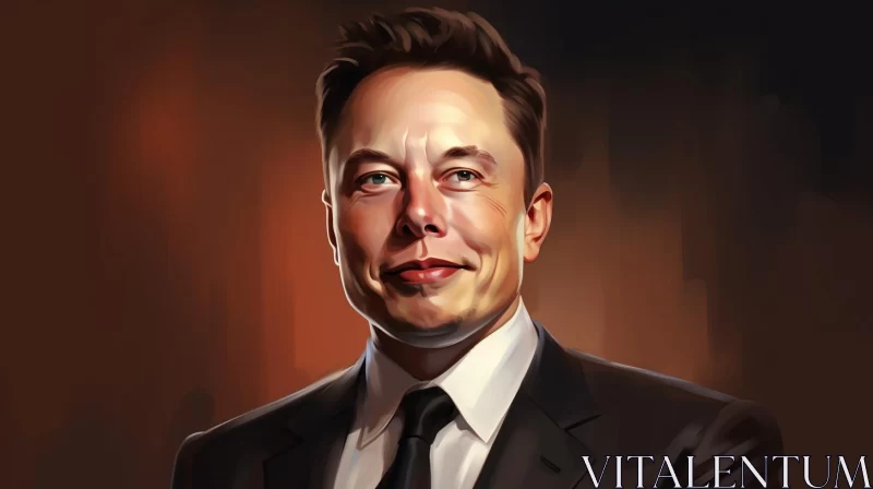 AI ART Artistic Portrait of Elon Musk, Tesla Founder in Cartoony Style