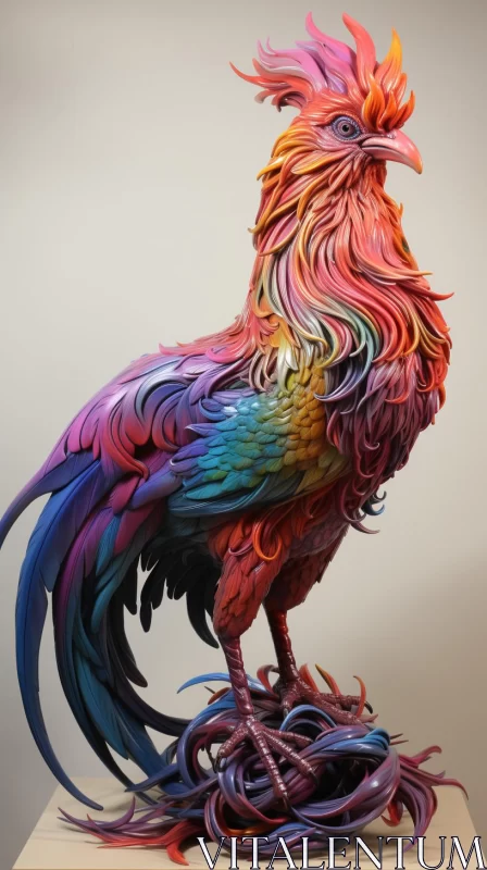 Colorful Abstract Rooster Sculpture - A Mind-bending Artwork AI Image