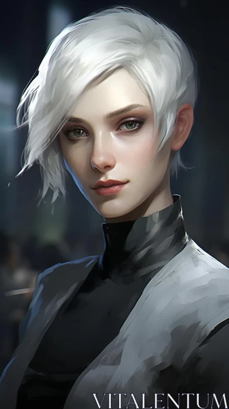 Futuristic Monochromatic Female Character Portrait AI Image