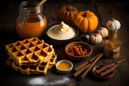 Halloween Themed Rustic Pumpkin Waffles with Ice Cream