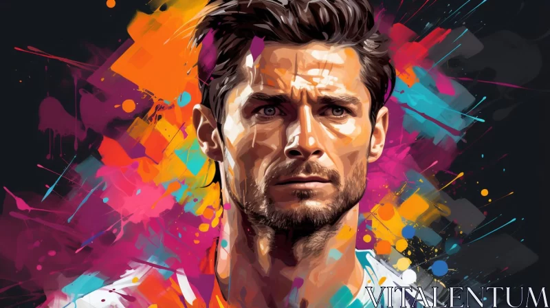 Colorful Soccer Player Artistic Portrait AI Image