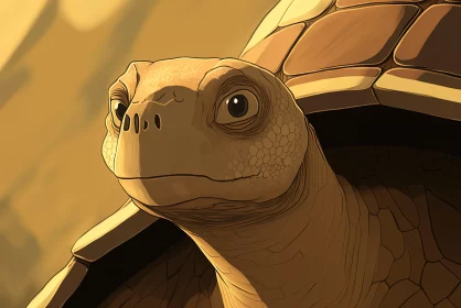 Earthy Colored Tortoise Illustration in Golden Light