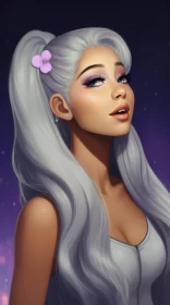 Ariana Grande Fantasy Illustration 3D Wallpaper AI Image