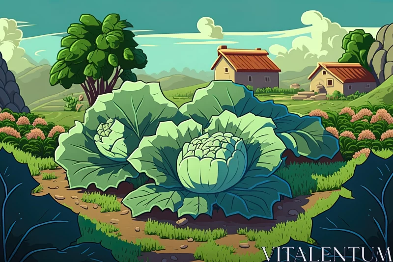 Cabincore Style Vegetable Farm Illustration AI Image