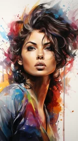 Colorful Abstract Painting of a Young Woman AI Image