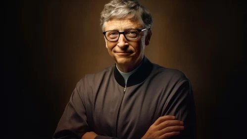 Digitally Enhanced Studio Portrait of Bill Gates AI Image