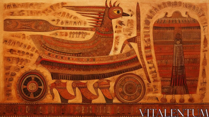 Ancient Egyptian Art: Intricate Wood Veneer Mosaics and Animal Symbolism AI Image