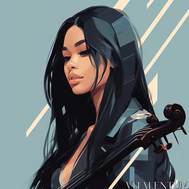 Neo-pop Illustration of Woman with Violin AI Image