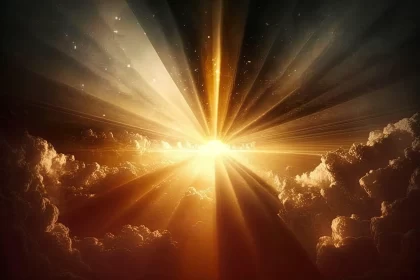 Sunlight Piercing Through Clouds - Gold and Silver Radiance AI Image