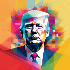 Colorful Geometric Portrait of Donald Trump AI Image