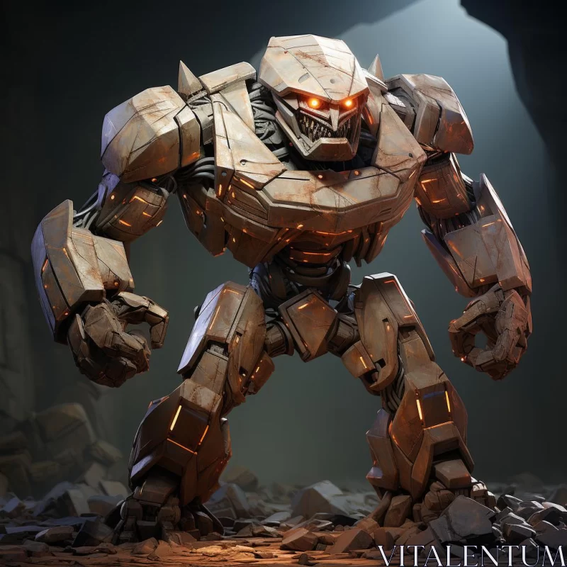 Animated Robot in Intense Light and Shadow AI Image