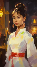 Chinapunk Style Woman in White: A City Portrait