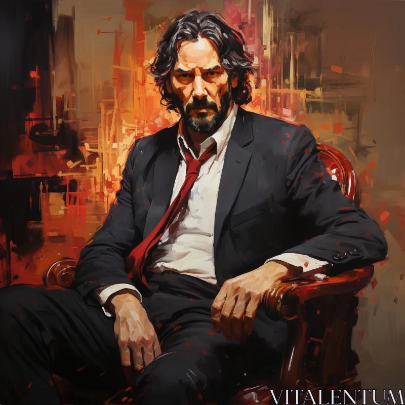AI ART Elegant Man in Armchair - Oil Portraiture