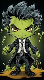 Goblin Academia: A Corporate Punk Character in Green
