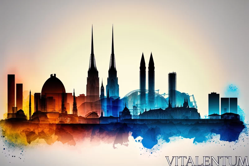 Gothic-Inspired City Skyline Vector Illustrations AI Image
