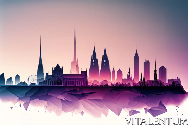 Prague City Silhouette in Polygonal Style Illustration AI Image