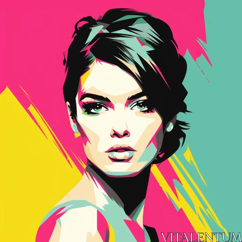 Colorful Pop Art Portrait of a Woman AI Image
