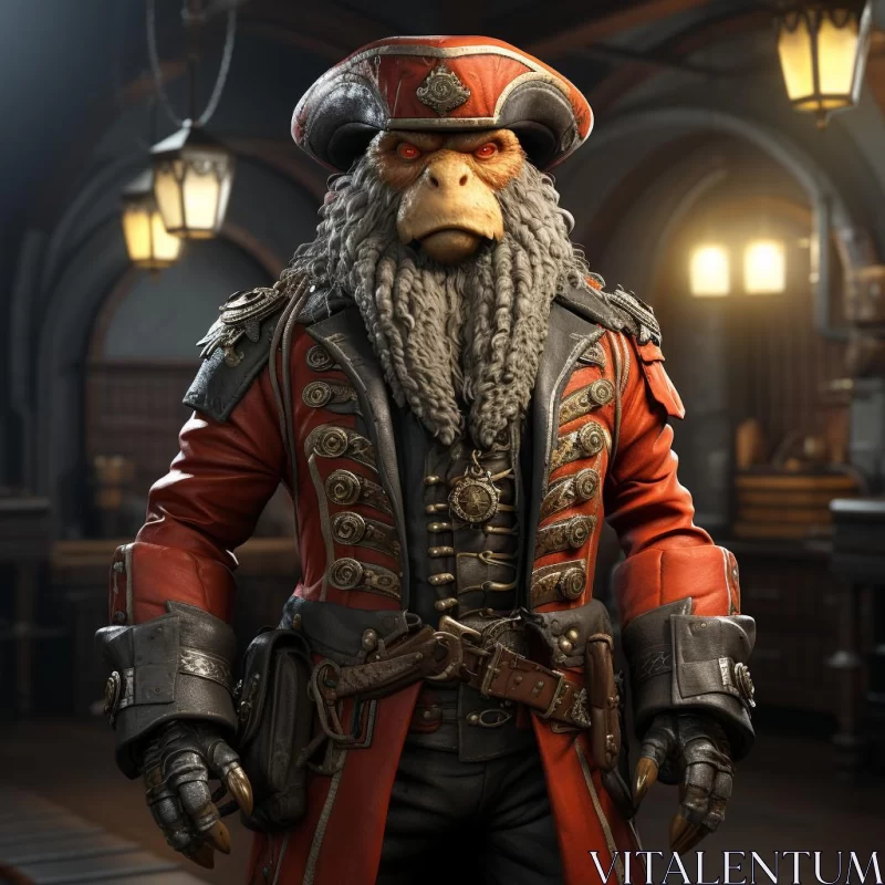 Jungle Pirate Character in Avian-themed Baroque Style AI Image