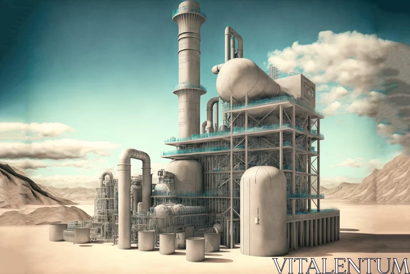 AI ART Surrealistic 3D Rendered Industrial Facility