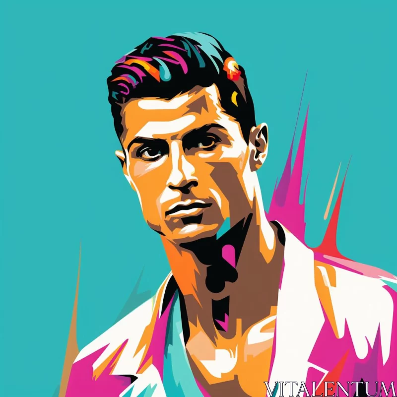 AI ART Bold and Colorful Pop Art Portrait of Ronaldo