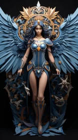 Bronze Winged Female Nyx - An Intricate Blend of Realism and Fantasy AI Image