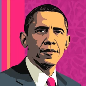 Colorful Portrait of Barack Obama AI Image