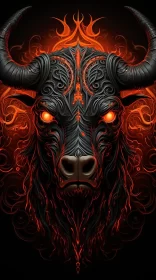 Fiery Bull Art - Indonesian Inspired Intricate Illustration