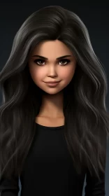 3D Model of Selena Gomez - Cartoon-like Character Illustration
