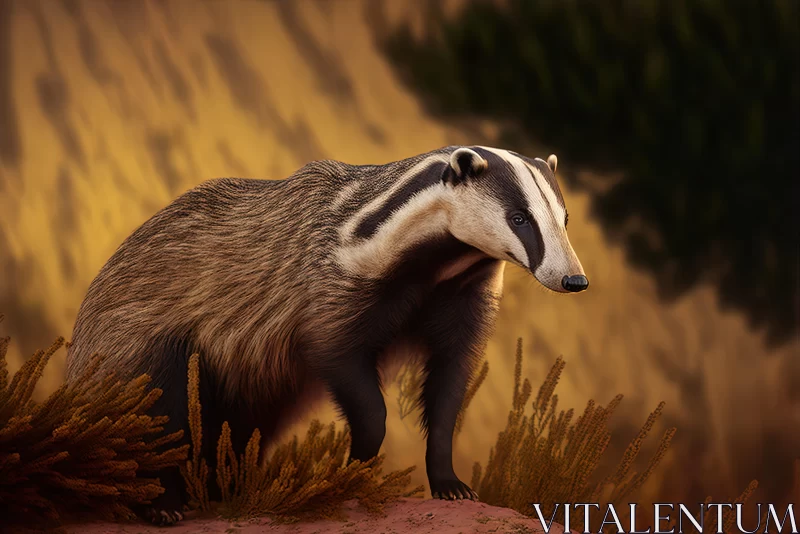 Badger in the Wild: A Study in Realistic Rendering and Desertwave Aesthetic AI Image