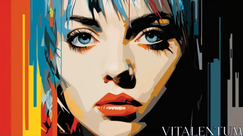 AI ART Bold and Colorful Celebrity Pop Art - Young Female Face