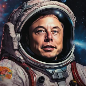 Elon Musk Astronaut Portrait in Goosepunk Style AI Image