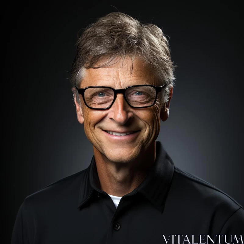Contemporary Realist Portrait of Bill Gates AI Image