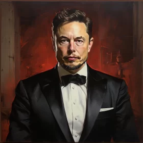 Elon Musk in Formal Tuxedo - An Iconic Neo-Classical Portrait