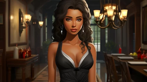 Mysterious and Romantic Restaurant Scene with Afro-Caribbean Influences AI Image