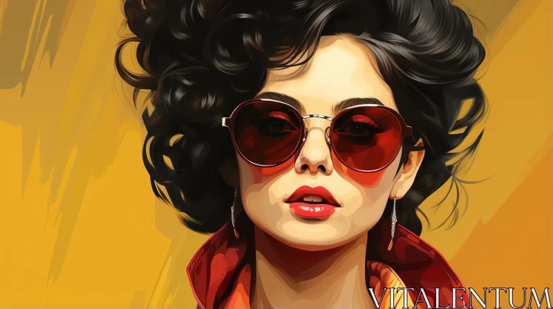 Fashionable Woman in Red Jacket and Sunglasses - Indian Pop Culture Artwork AI Image