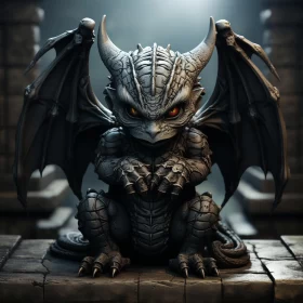 Gothic Style 3D Rendering of Little Dragon AI Image