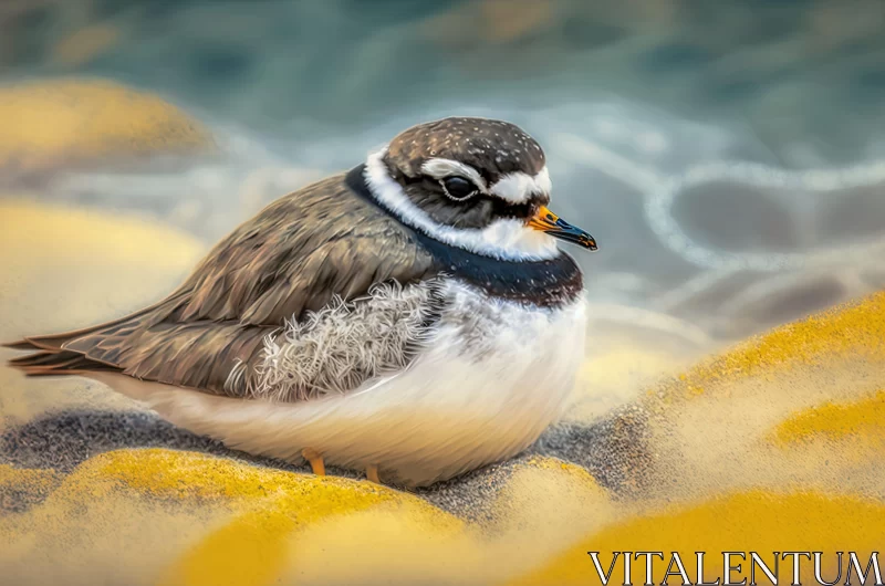 Photorealistic Bird on Beach - Colorful Fauna Artwork AI Image