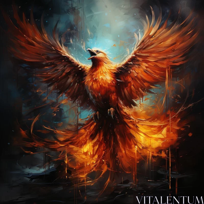Phoenix in Flight: An Aggressive Digital Illustration AI Image