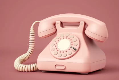 Vintage Pink Telephone - A Playful, Photorealistic Illustration AI Image