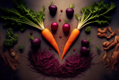 Organic Shapes in Surreal Still Life of Vegetables